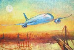 Artist Sergey Opuls - Painting "Airplane and Daugava-river"