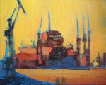 Artist Sergey Opuls - Painting "Shipyards at Sunset"