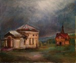 Artist Sergey Opuls - Painting "The temple of Alexander Nevsky in Aleksandrovka village"
