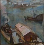  "The roadstead in february. Tirpitz in Norway."