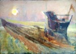 Artist Sergey Opuls - Painting "Tirpitz in sunset"